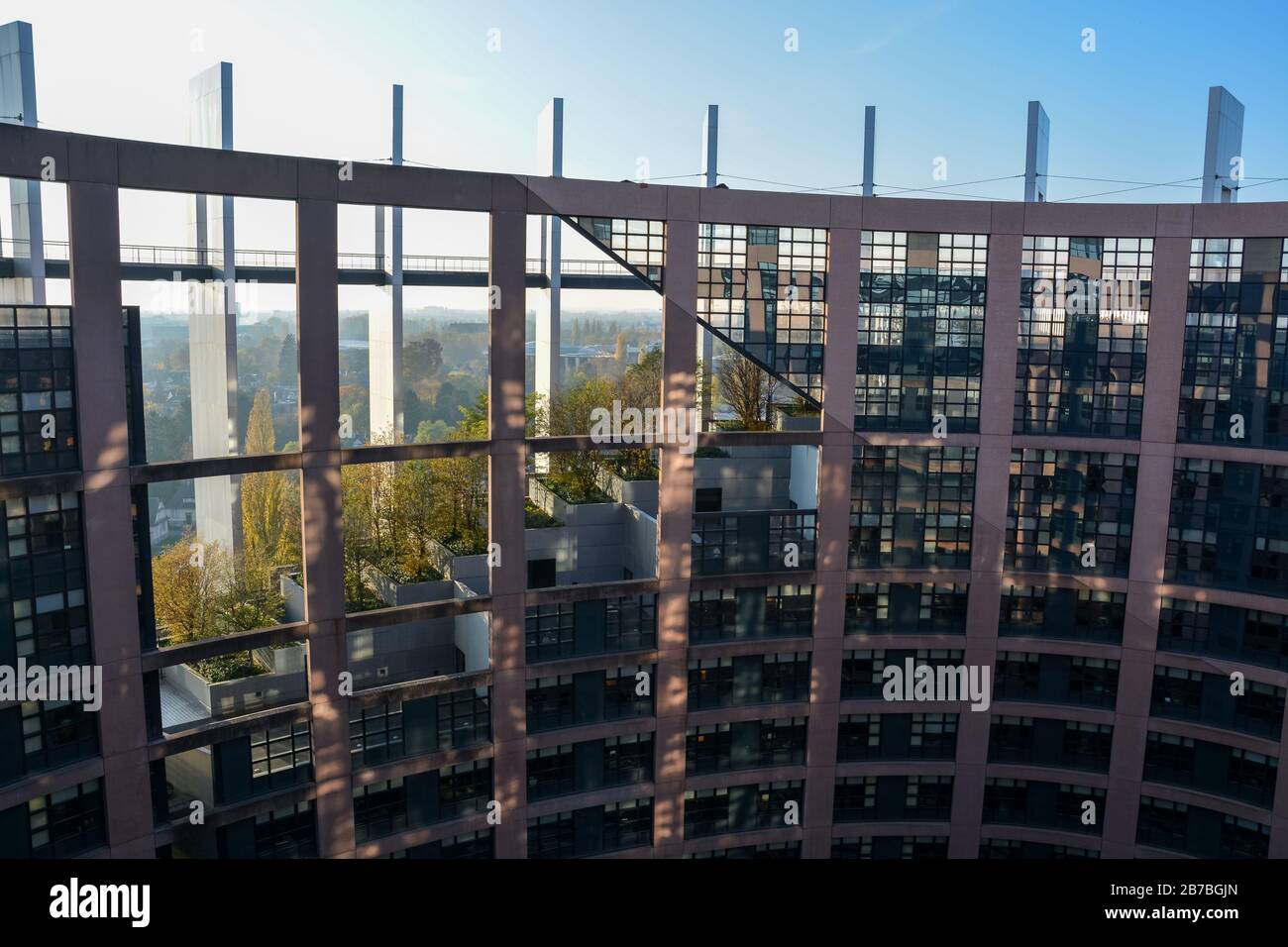 The Inner courtyard of the European parliament in Strassburg on a sunny day Stock Photo