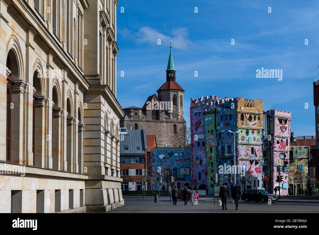 Braunschweig is a architecturally versatile city. Schloss-Arkaden, Magni church and Happy Rizzi houses close to each other with diverse appearance. Stock Photo