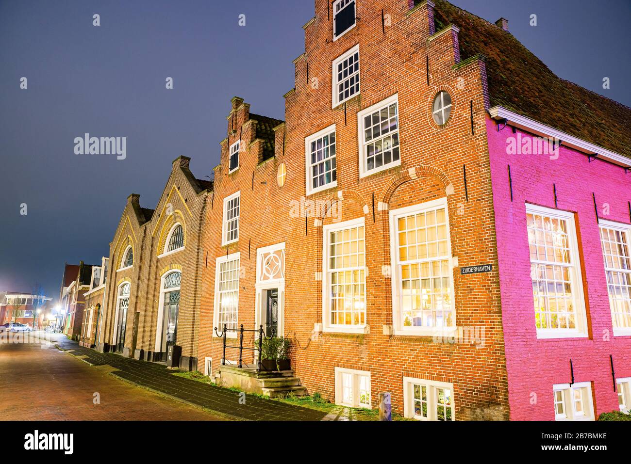 Harlingen, Netherlands January 09, 2020. Traditional dutch houses at