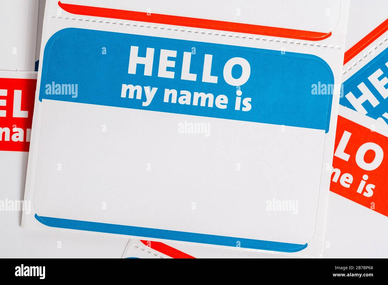 Hello my name is name badge paper aticker Stock Photo