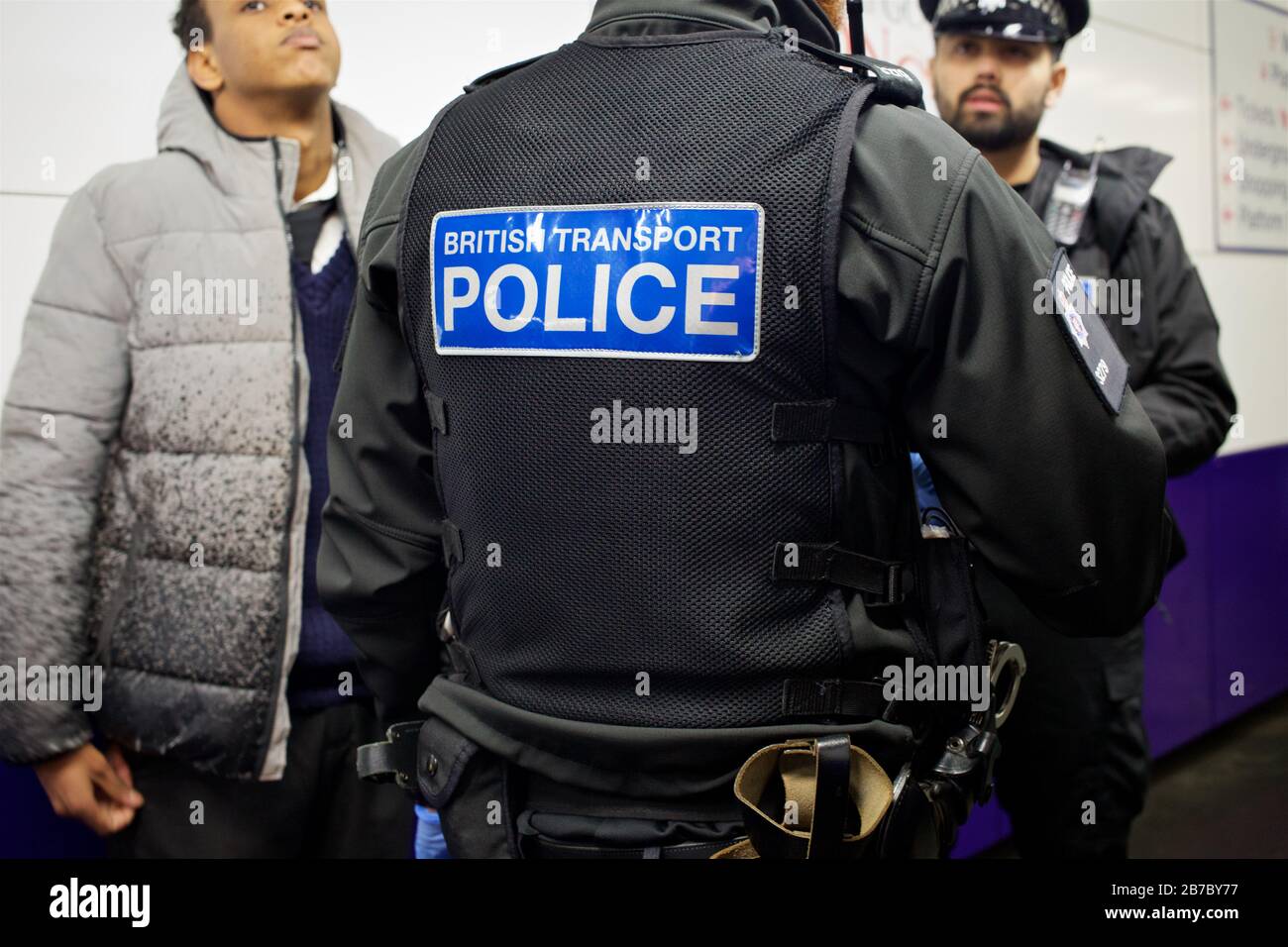 28 February 2020, London, UK British Transport police (BTP) in operation in the UK capital as part of operation, sentinel, tackling drug crime. Stock Photo