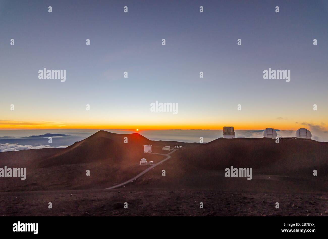 Mesmerizing view of sunset at Mauna Kea in Big Island Hawaii USA Stock Photo