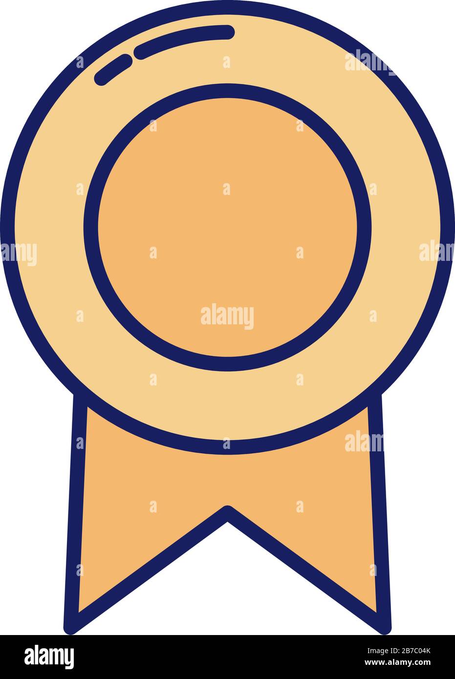 badge with ribbon, line and fill style icon vector illustration design ...