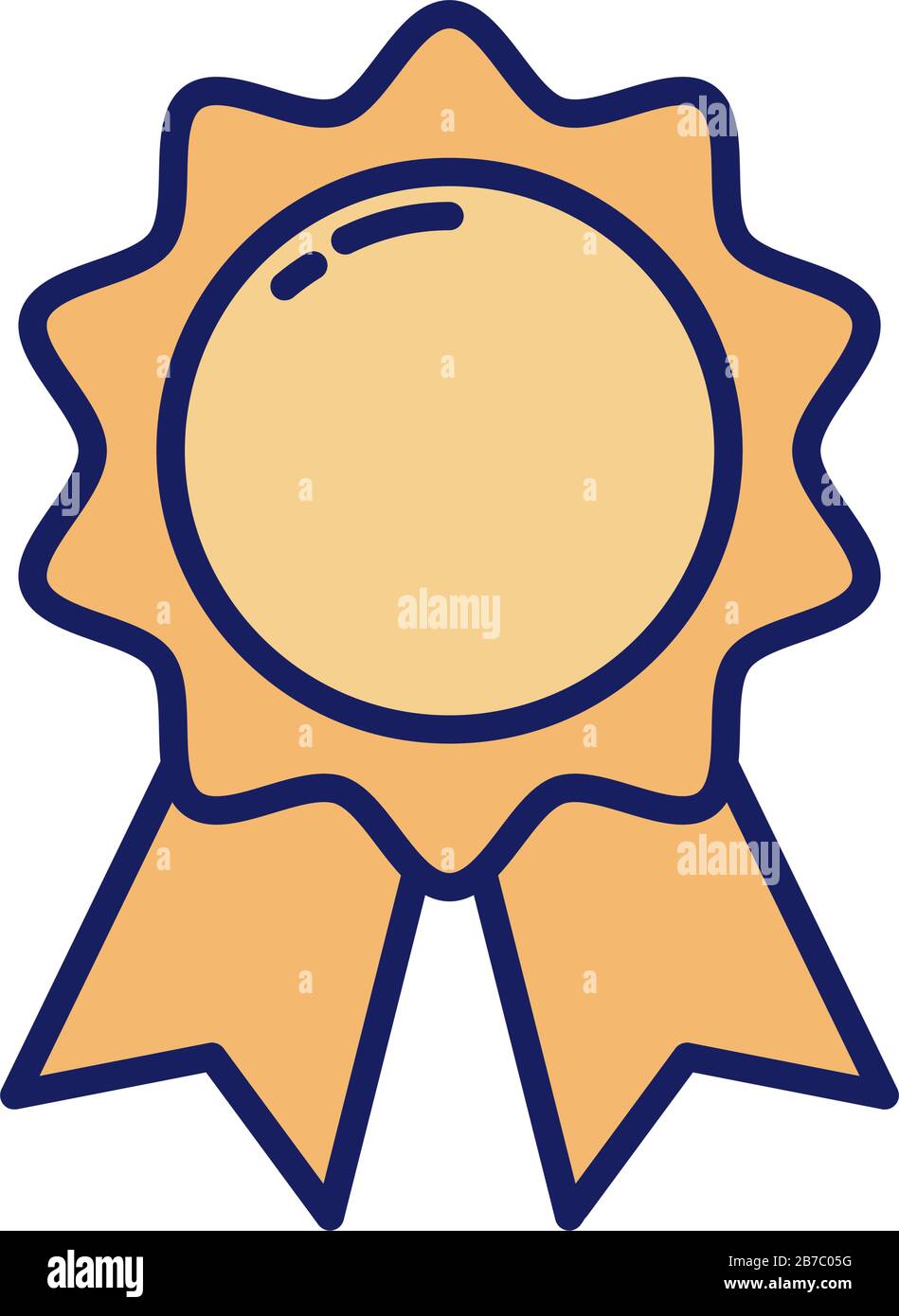 badge with ribbon, line and fill style icon vector illustration design ...