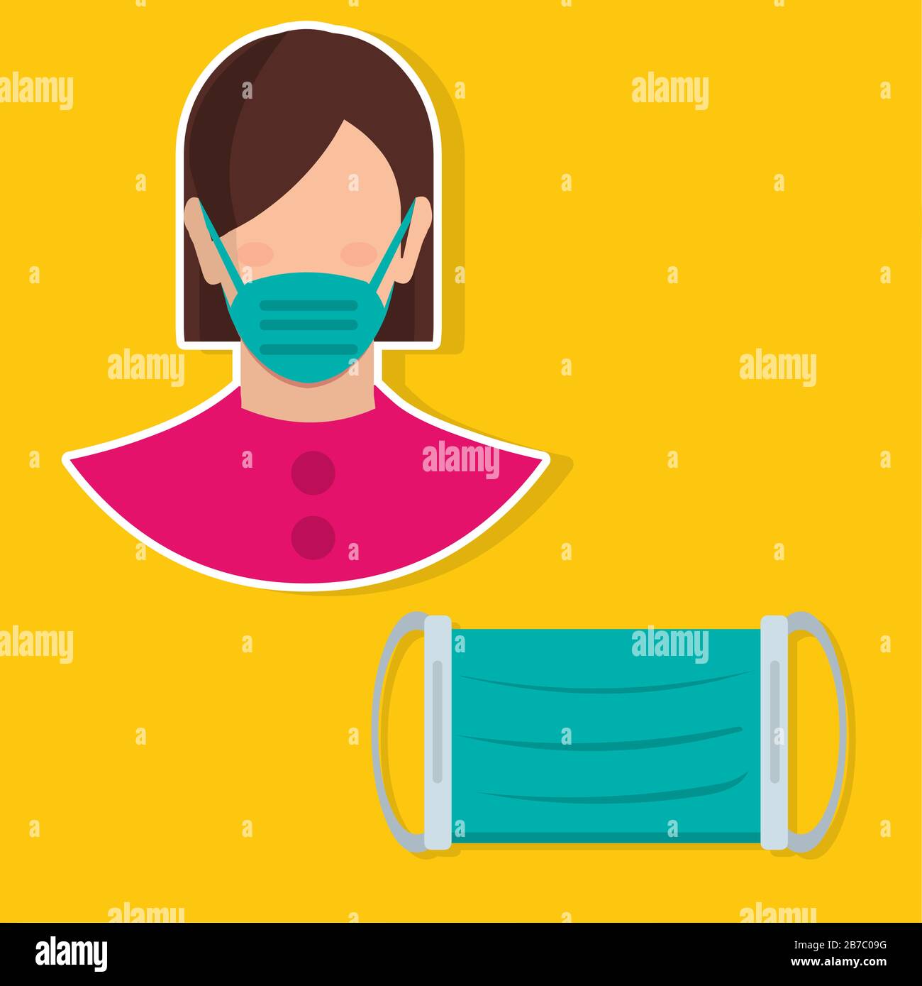 avatar women wearing mask and mask equipment below vector illustration ...