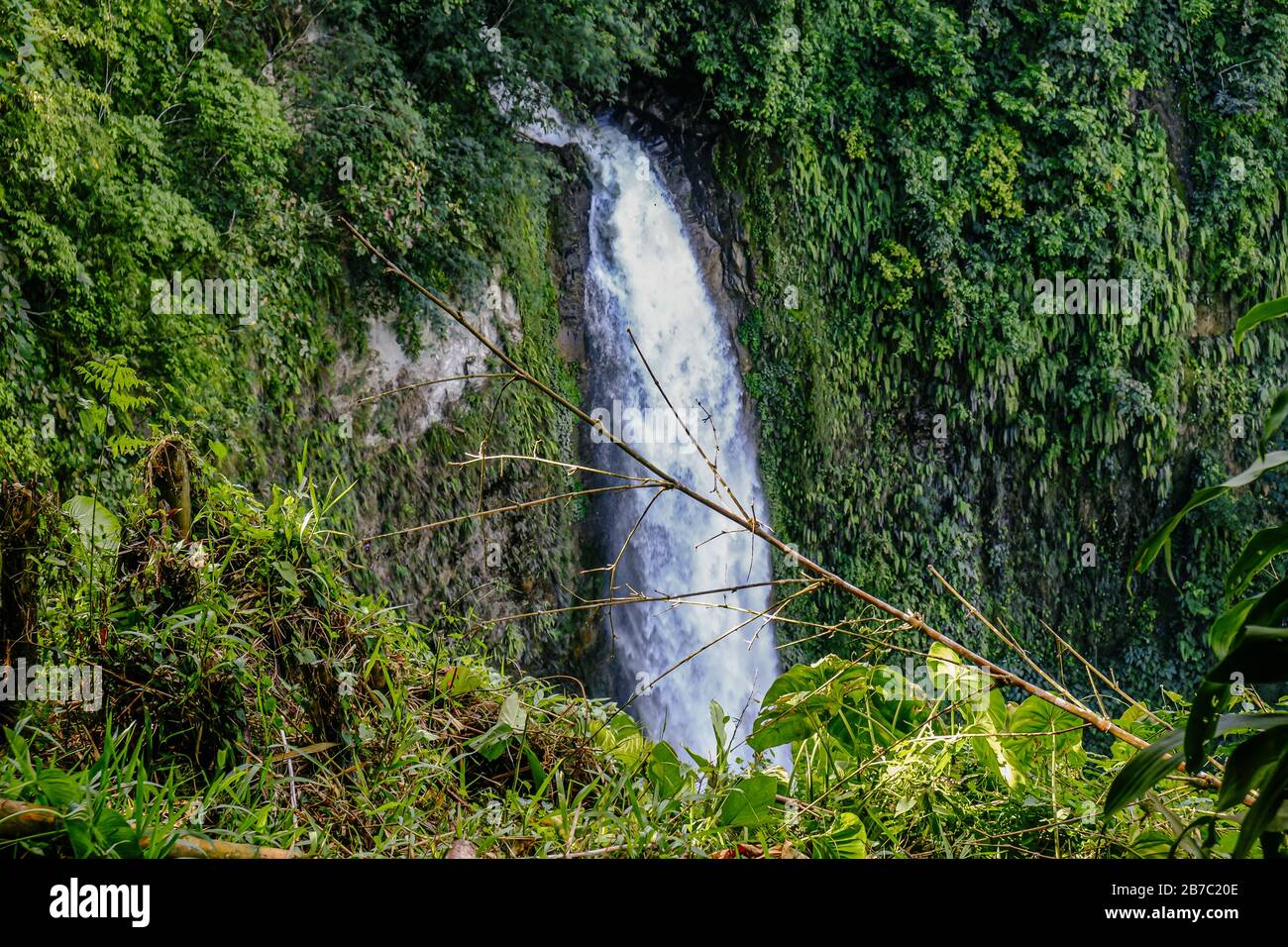 Hikong Bente falls in Lake Sebu, South Cotabato, Philippines. This is the highest of the seven waterfalls at 70 meters. Stock Photo