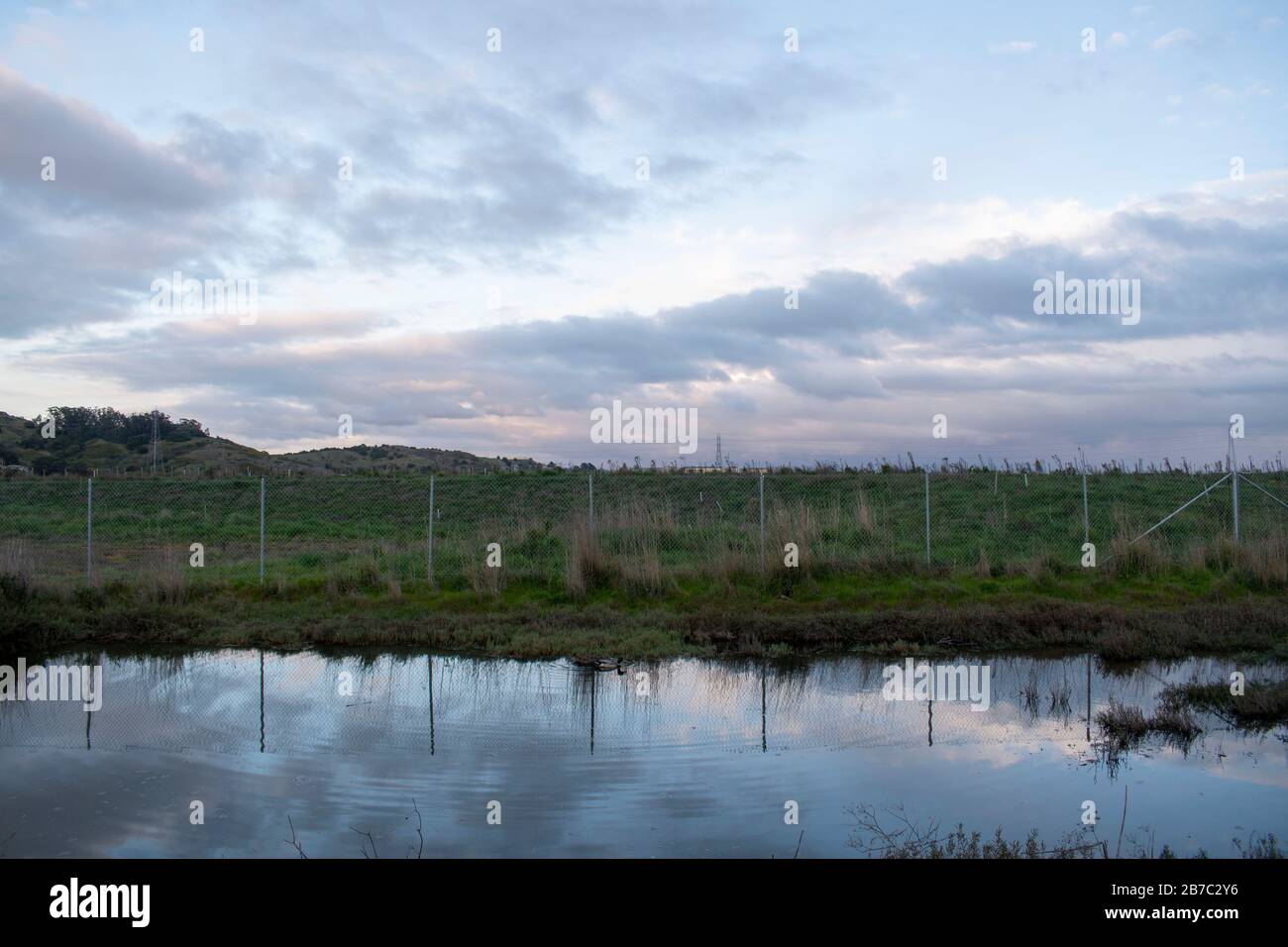 Many walking trails cover Corte Madera Marsh State Marine Park, which provide beautiful views. Stock Photo