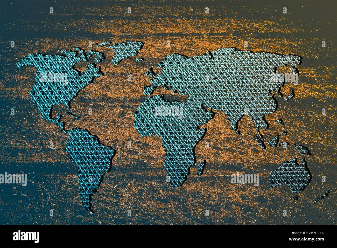 Roughly outlined world map with white background Stock Photo