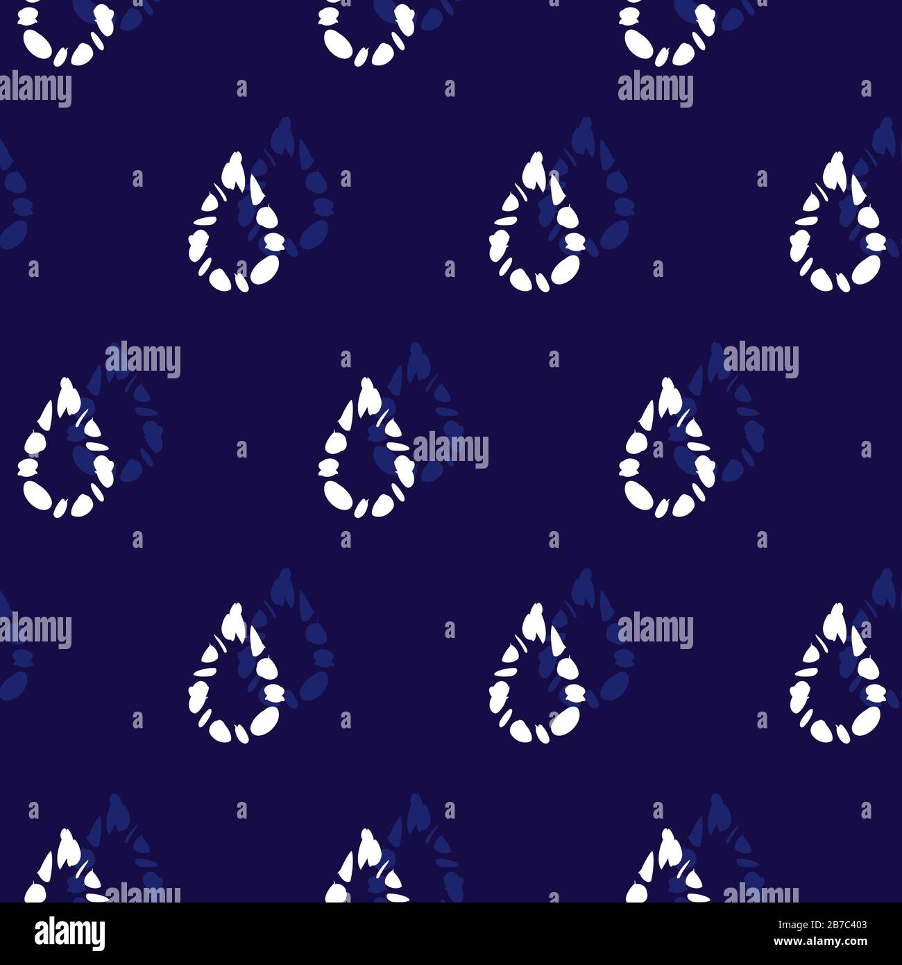 Vector blue monochrome simple rain drops polka dot seamless pattern ...