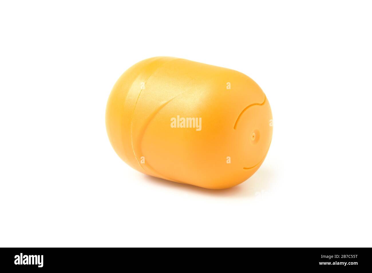 Plastic container from chocolate egg isolated on white Stock Photo