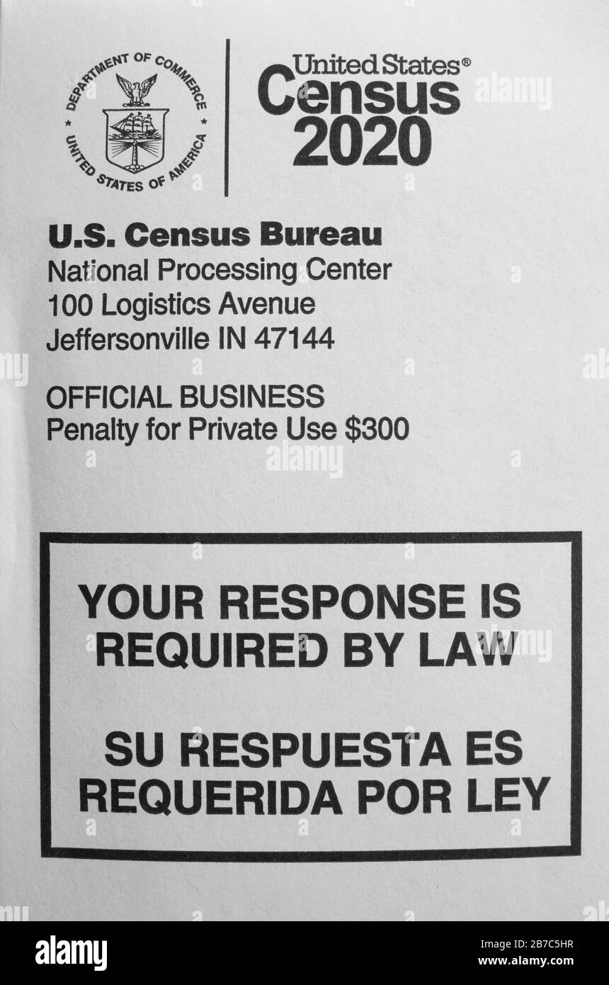 United States Census 2020 envelope close-up Stock Photo