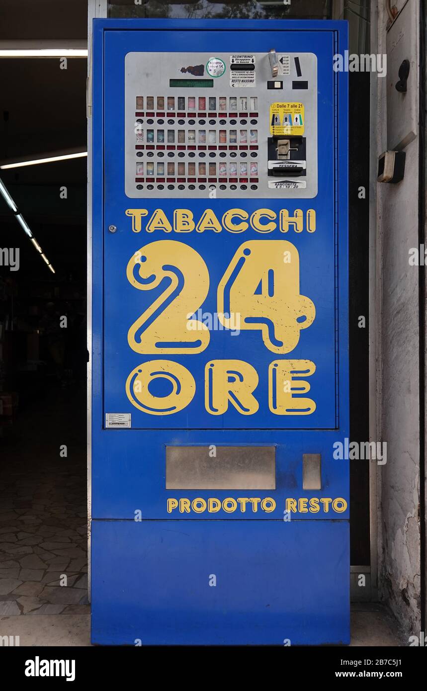 Tobacco products vending machine in Verona, Italy; August 2019 Stock Photo