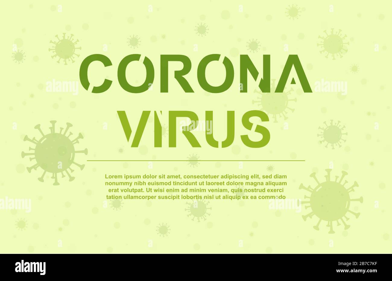 Corona Virus China,  Wuhan 2019-nCoV. green corona disease bacteria and corona virus inscription Stock Vector