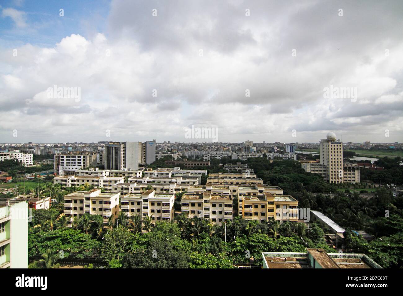 Birdseye view of Bangladesh Meteorological Department-BMD. The organization is playing vital role in weather forecasting during the natural calamity. Stock Photo