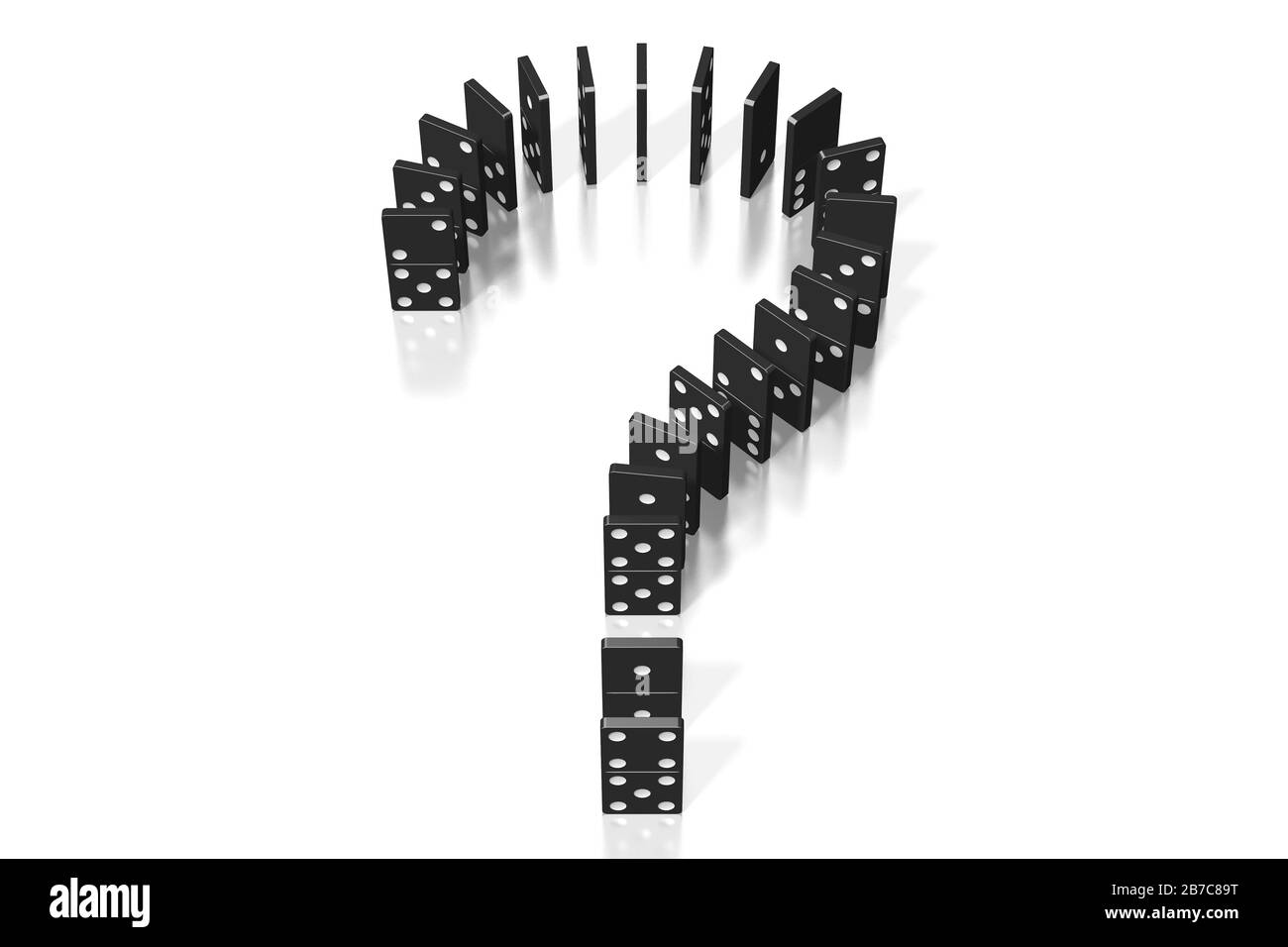 3D black dominoes - question mark shape Stock Photo