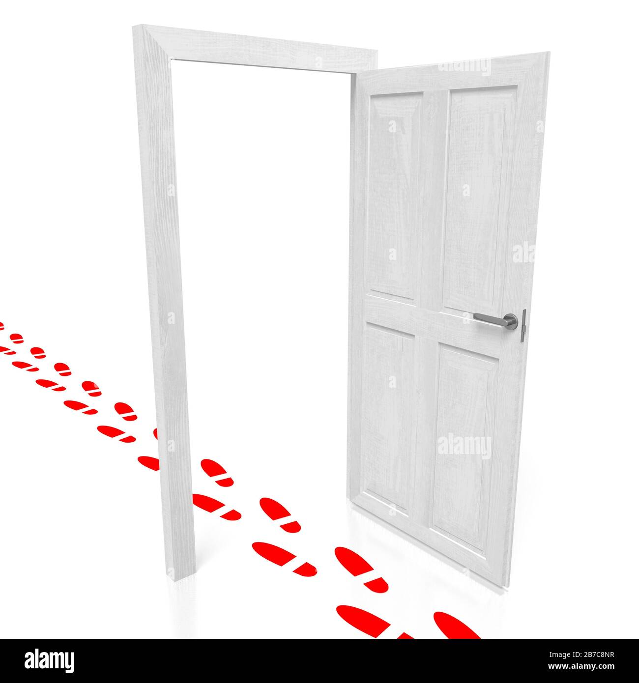 3D door; footsteps concept Stock Photo Alamy