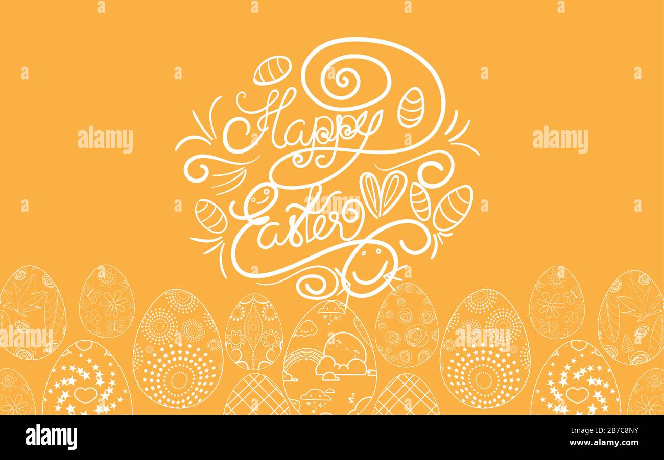 Easter frame with easter eggs hand drawn Stock Vector