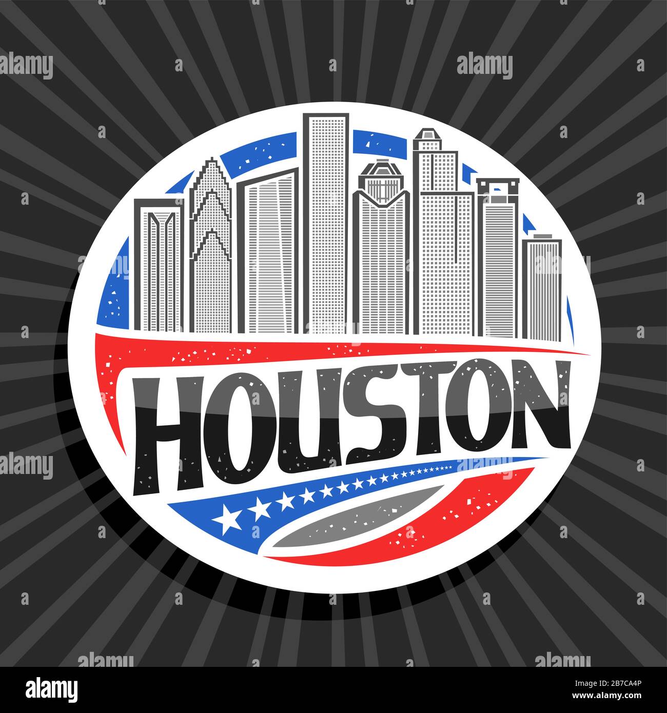Houston Texas City Sky View Day Souvenir Fridge Magnet 