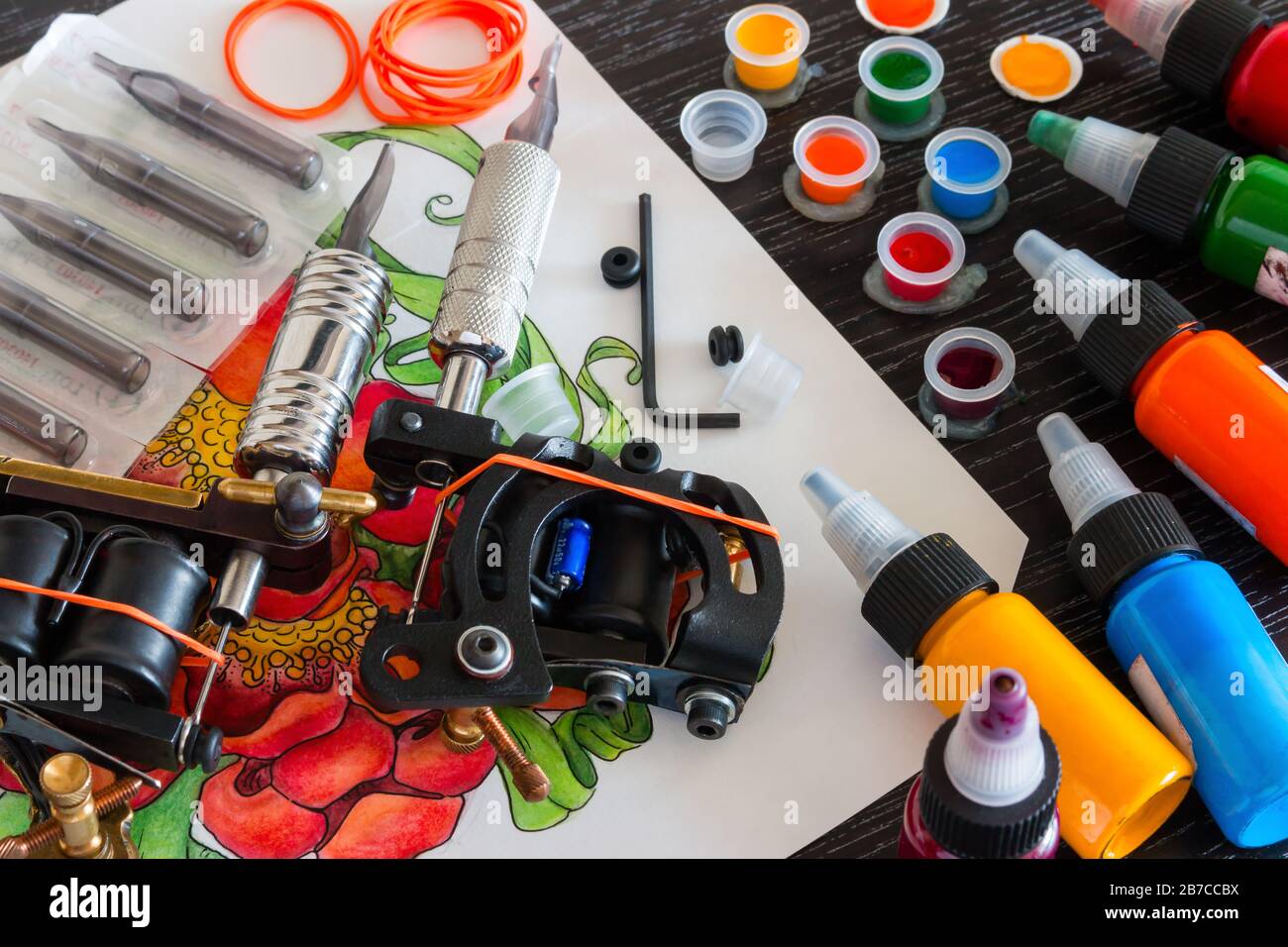 ink tattoo machines and accessories Stock Photo Alamy