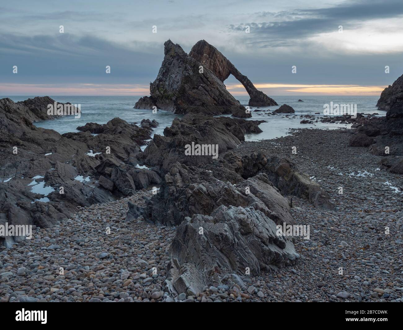 Bow Fiddle rock, Portknockie, Moray, Scotland. Stock Photo