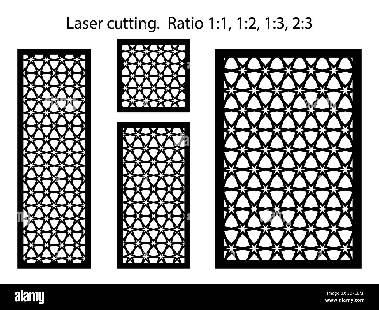 Set of decorative vector panels,privat fences for lazer cutting. Stock Vector