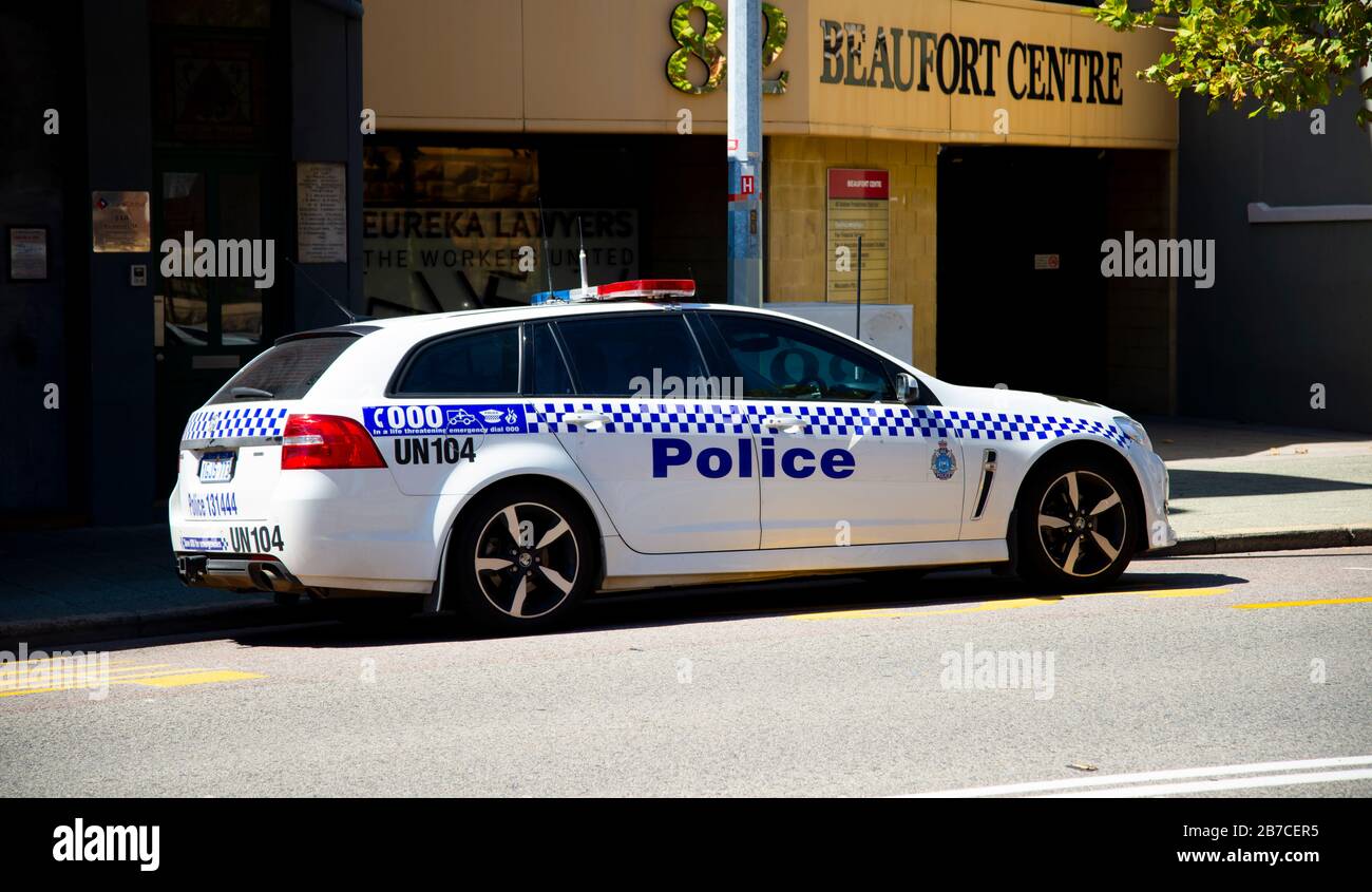 Perth, Australia - March 2, 2020: Western Australian Police Car in the city Stock Photo