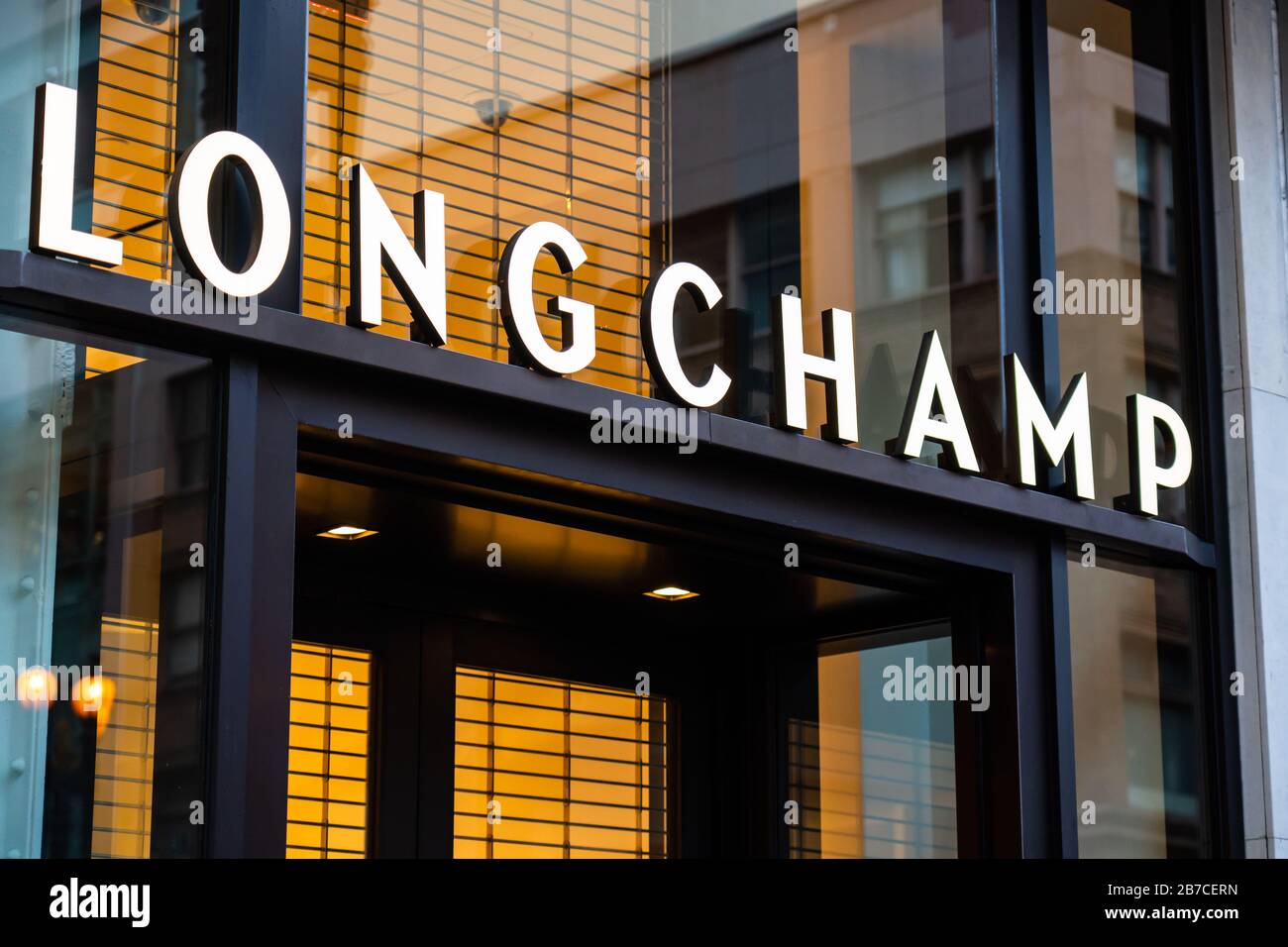 French luxury leather goods company Longchamp store Stock Photo Alamy