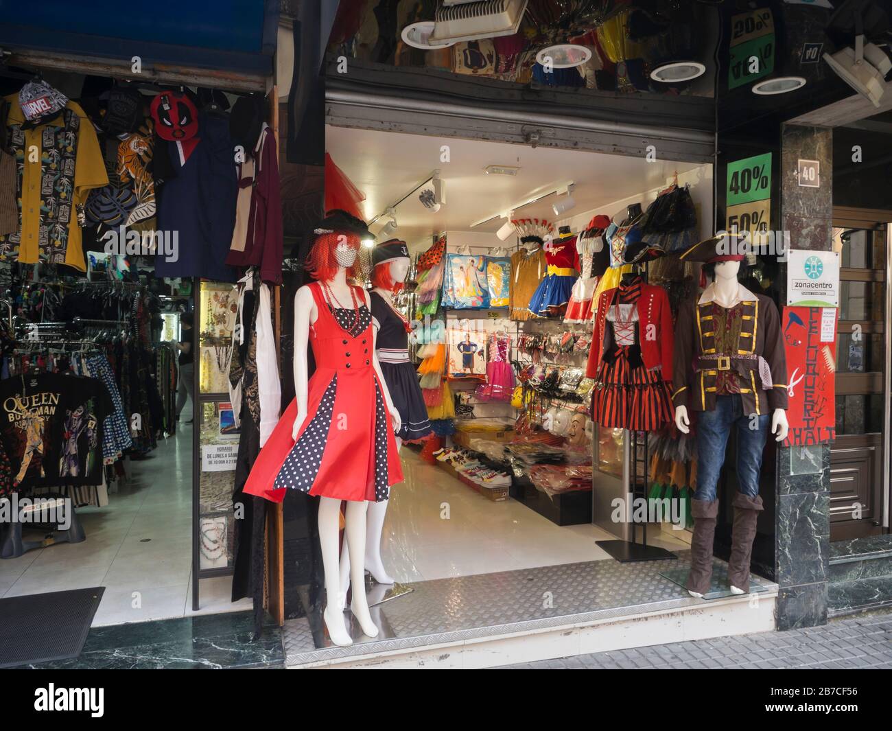 Preparing for the Carnival in Tenerife Spain. one of many shops in