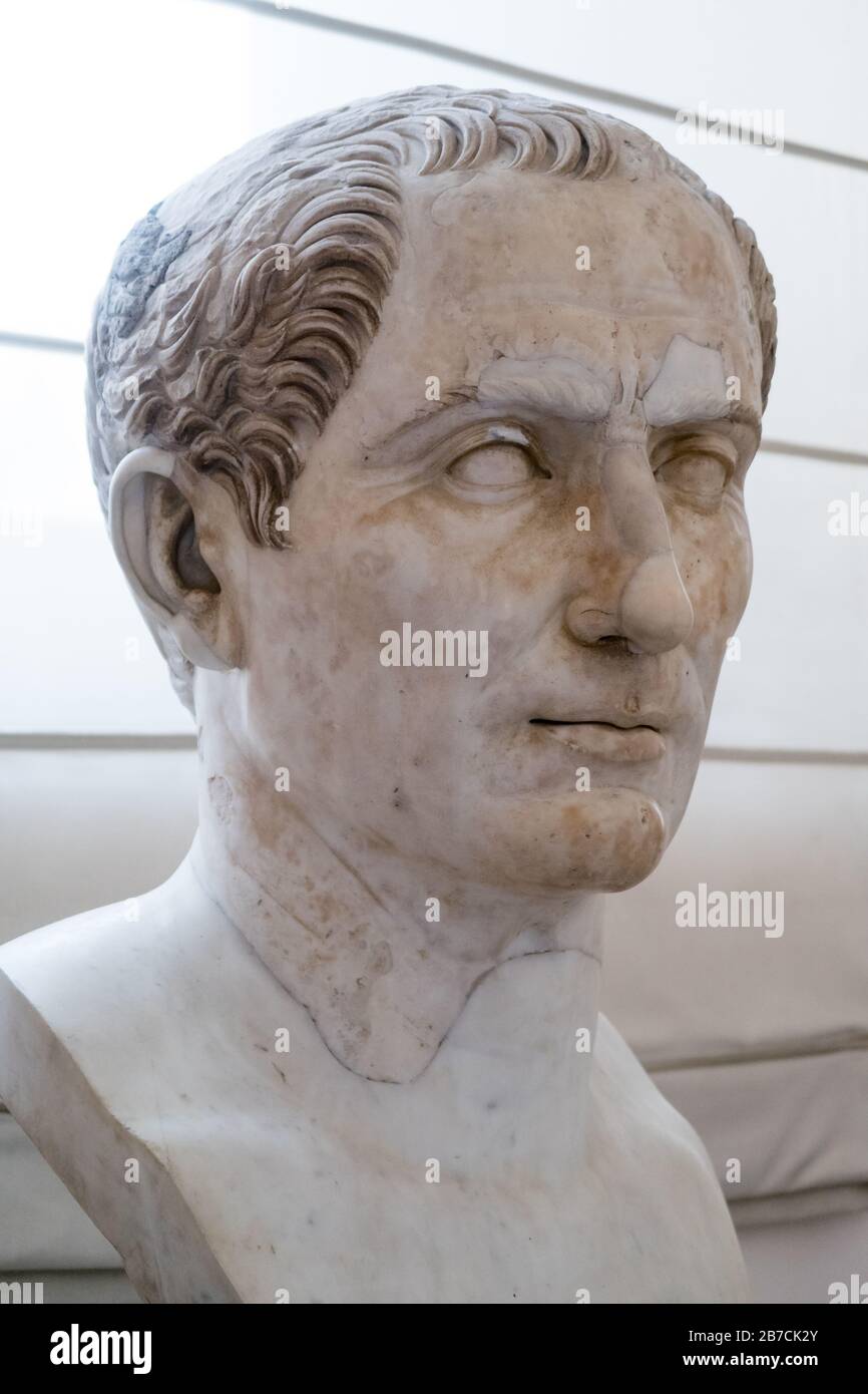 A bust of Julius Cesar seen at the National Archeological Museum of Naples, Italy Stock Photo