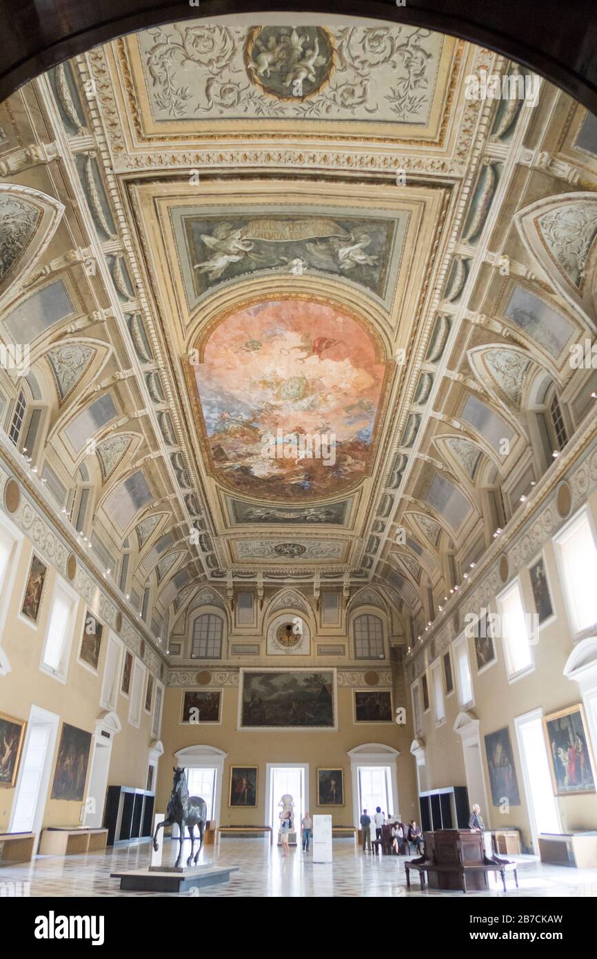 A view of the ceiling in The Hall of the Sundial at the National Archaeological Museum in Naples, Italy. Stock Photo