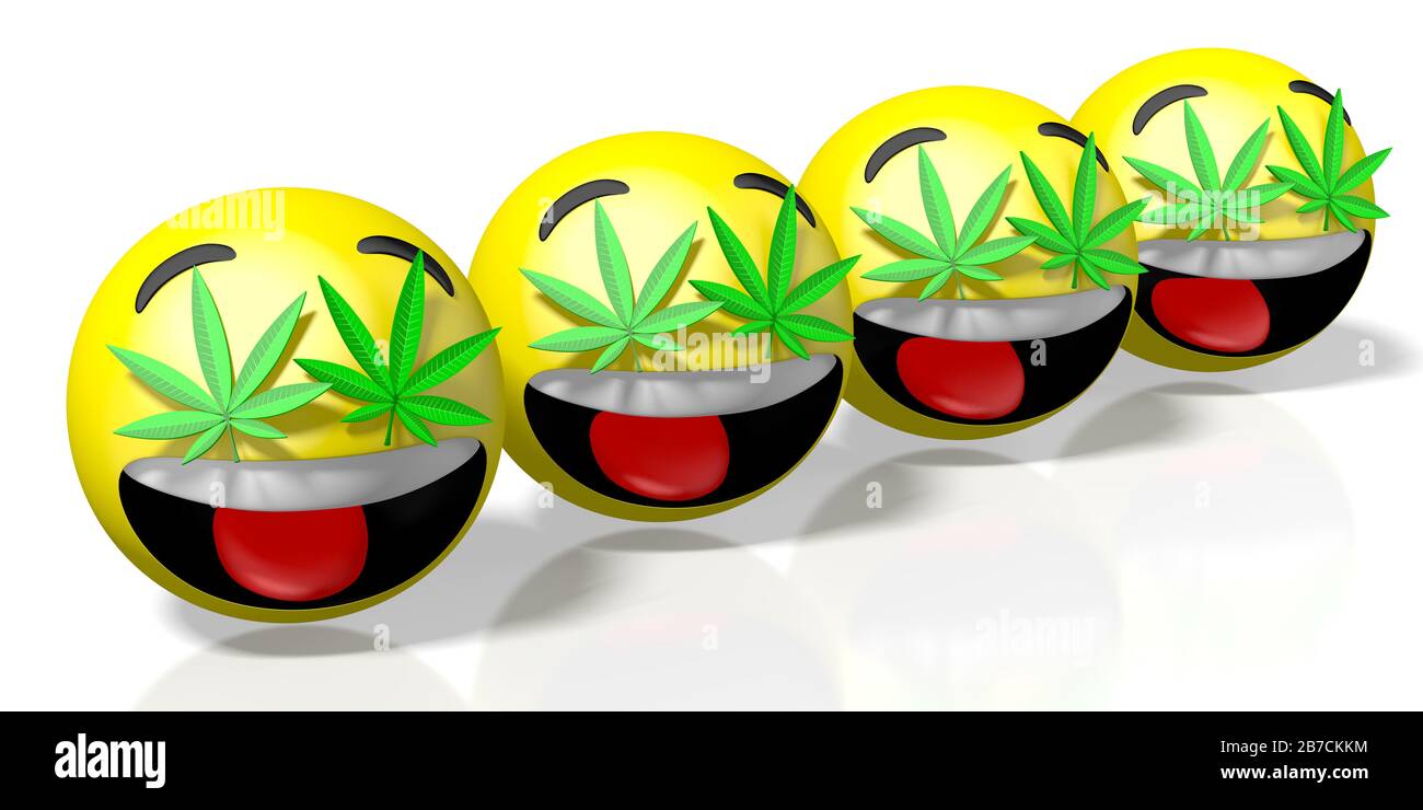 Marijuana/ cannabis emojis/ emoticons 3D rendering Stock Photo Alamy