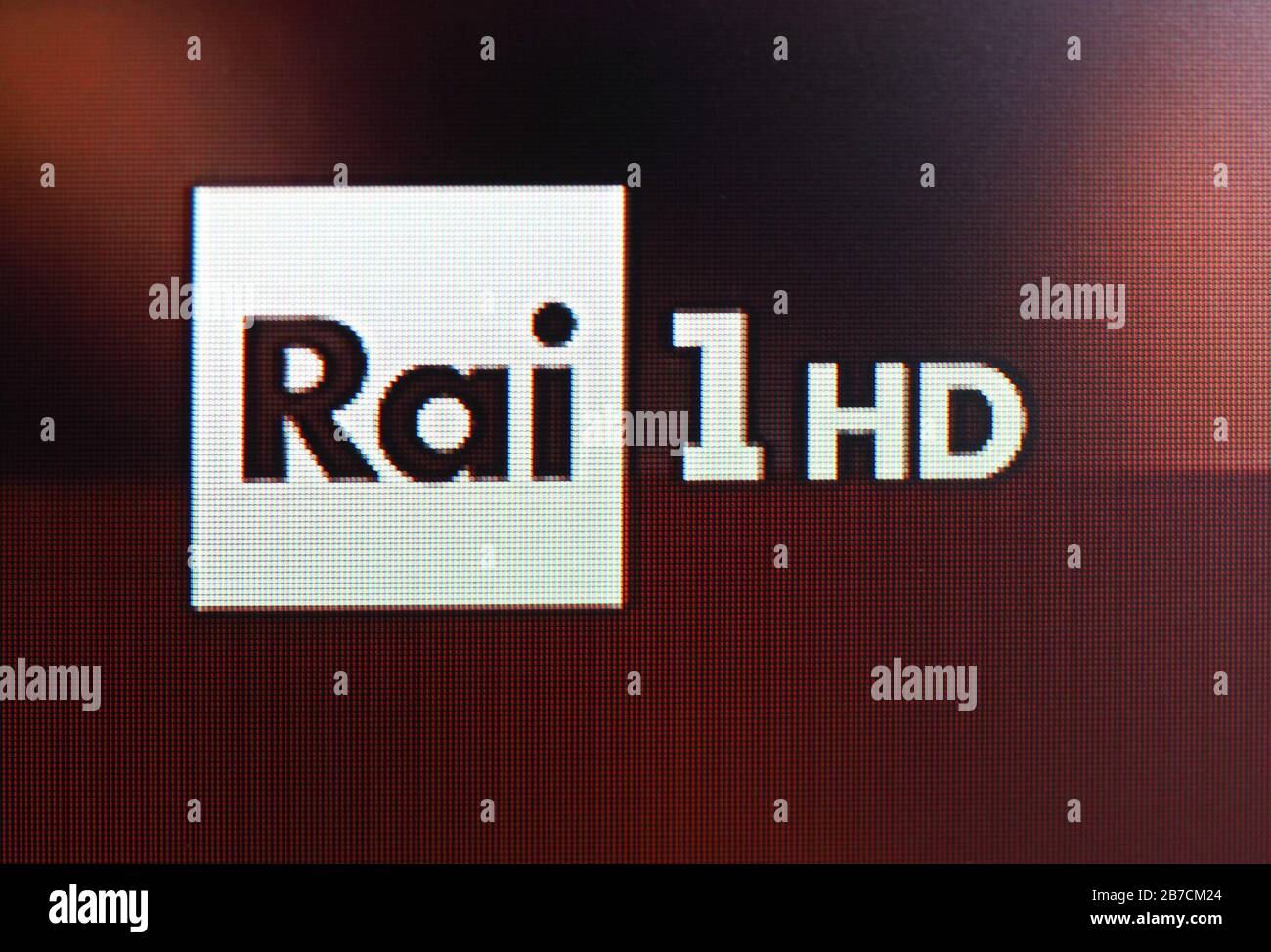TURIN, ITALY - CIRCA JANUARY 2020: RAI 1 HD Italian television channel logo Stock Photo