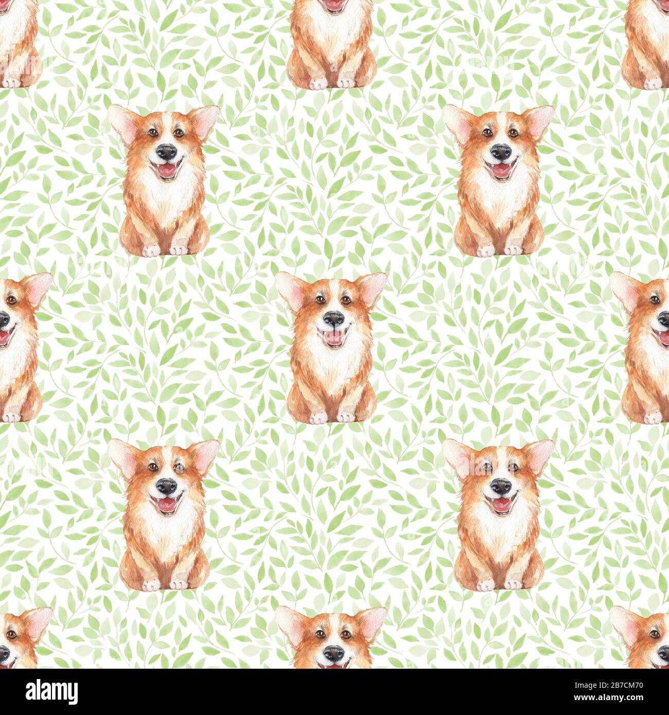 Watercolor seamless pattern with dogs Stock Photo - Alamy