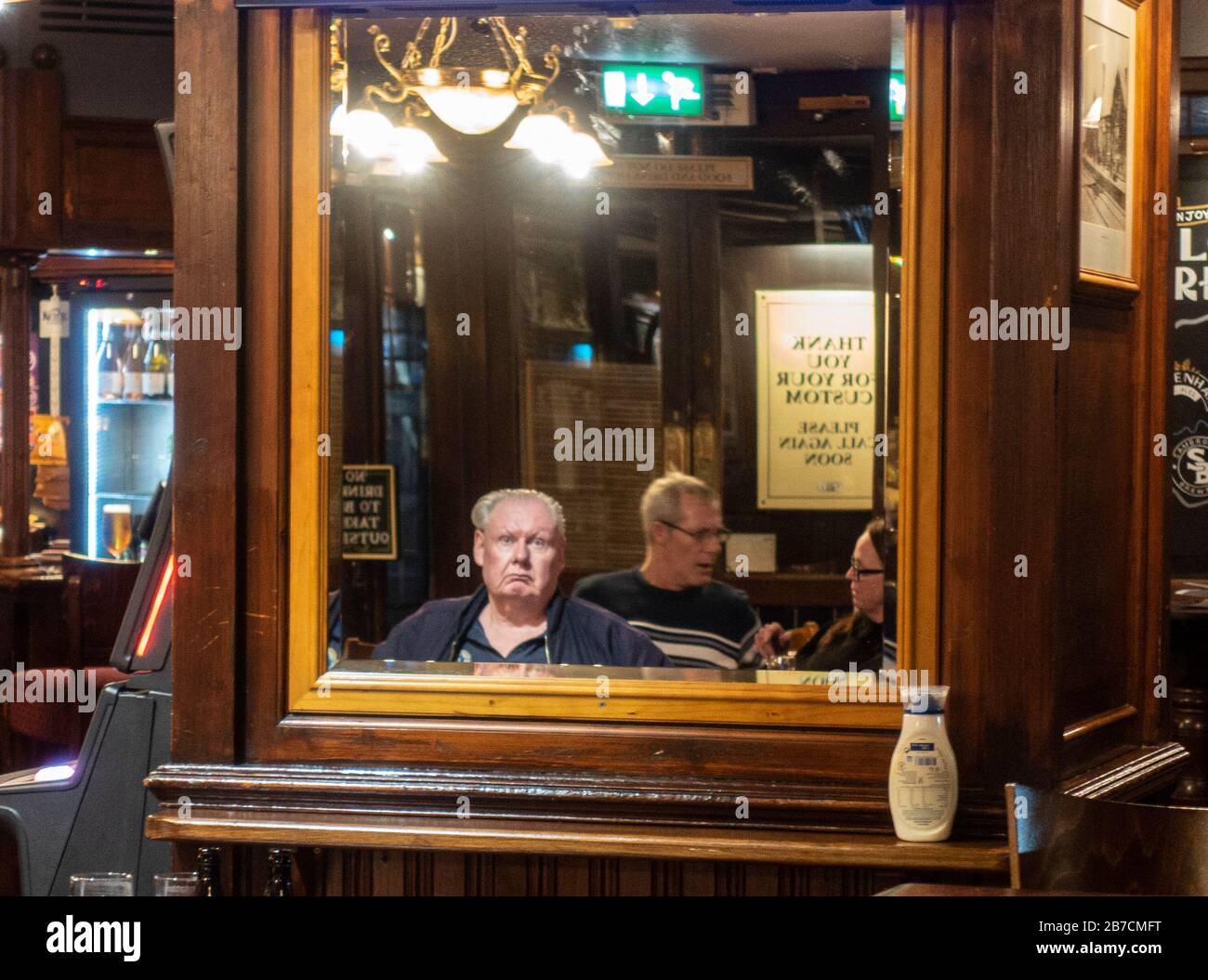 Lonely Man in Pub Stock Photo