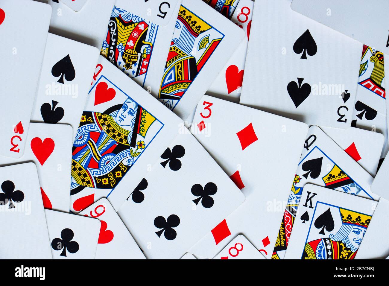 Playing cards background, flat lay photography Stock Photo