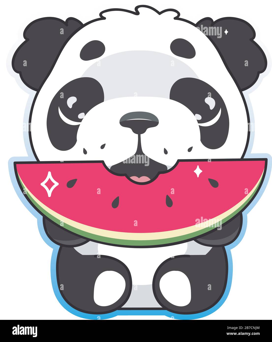Lovely kawai panda bear. Digital design of a lovely cute kawaii panda bear  over a pastel pink background. Stock Illustration