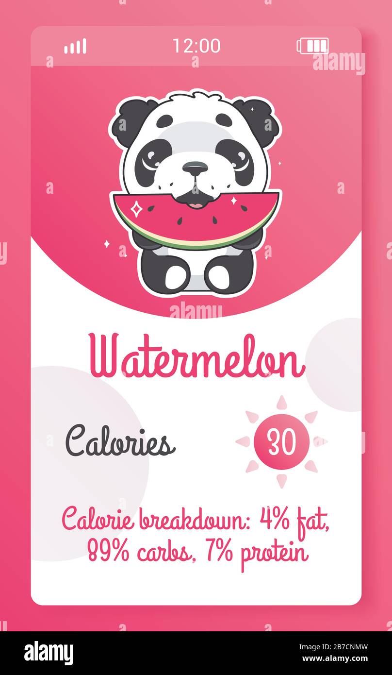 Calorie counter kids mobile app screen with cartoon kawaii character. Food tracker  smartphone girlish widget, application design mockup with panda Stock  Vector Image & Art - Alamy