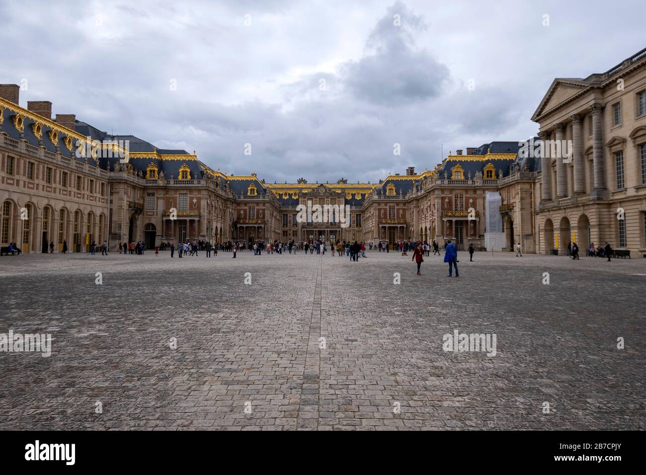 The East facade of the Palace of Versailles in the outskirts of Paris, France, Europe Stock Photo