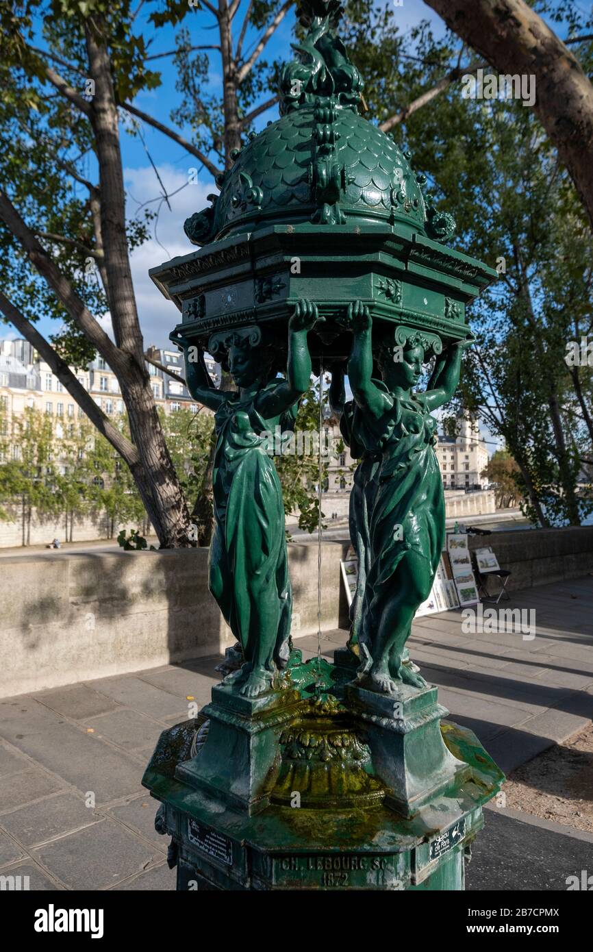 Ornate public drinking water Wallace fountain designed by Charles