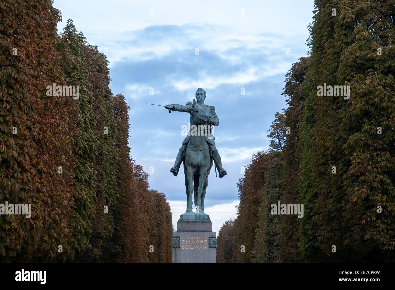 Equestrian statue of Simon Bolivar in Paris, France, Europe Stock Photo
