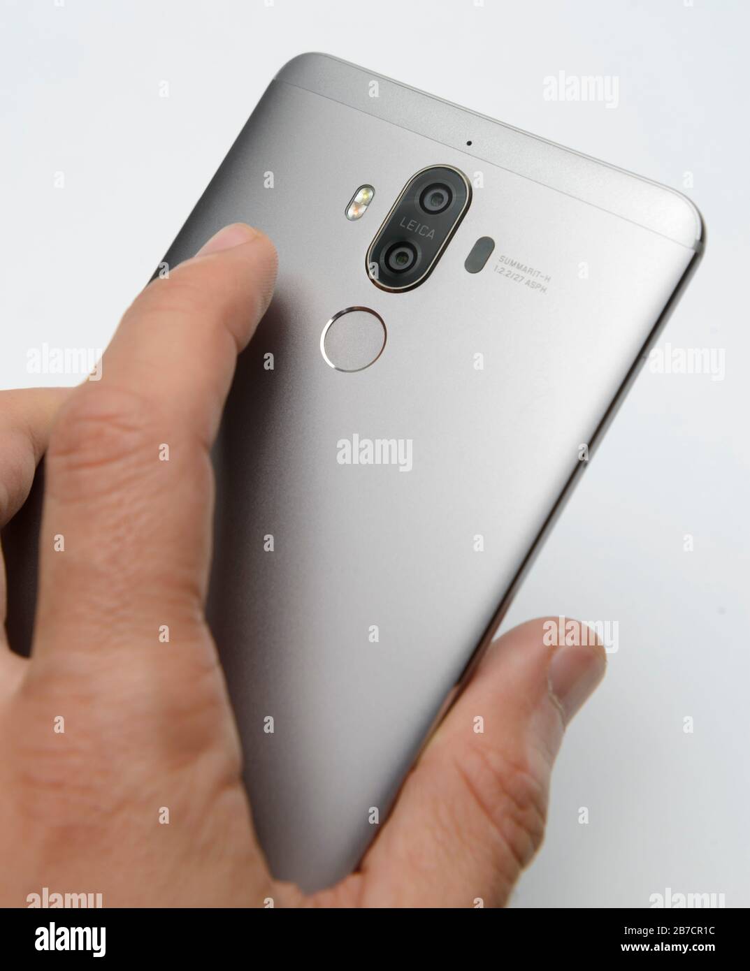 Rear view of a smartphone with dual camera lenses and a fingerprint scanner  Stock Photo - Alamy