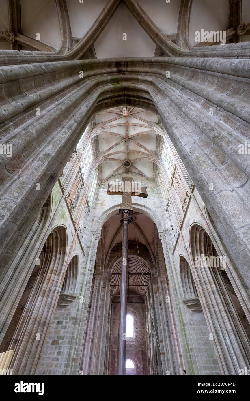 Mont saint michel abbey interior hi-res stock photography and images - Alamy, image size:866x1390