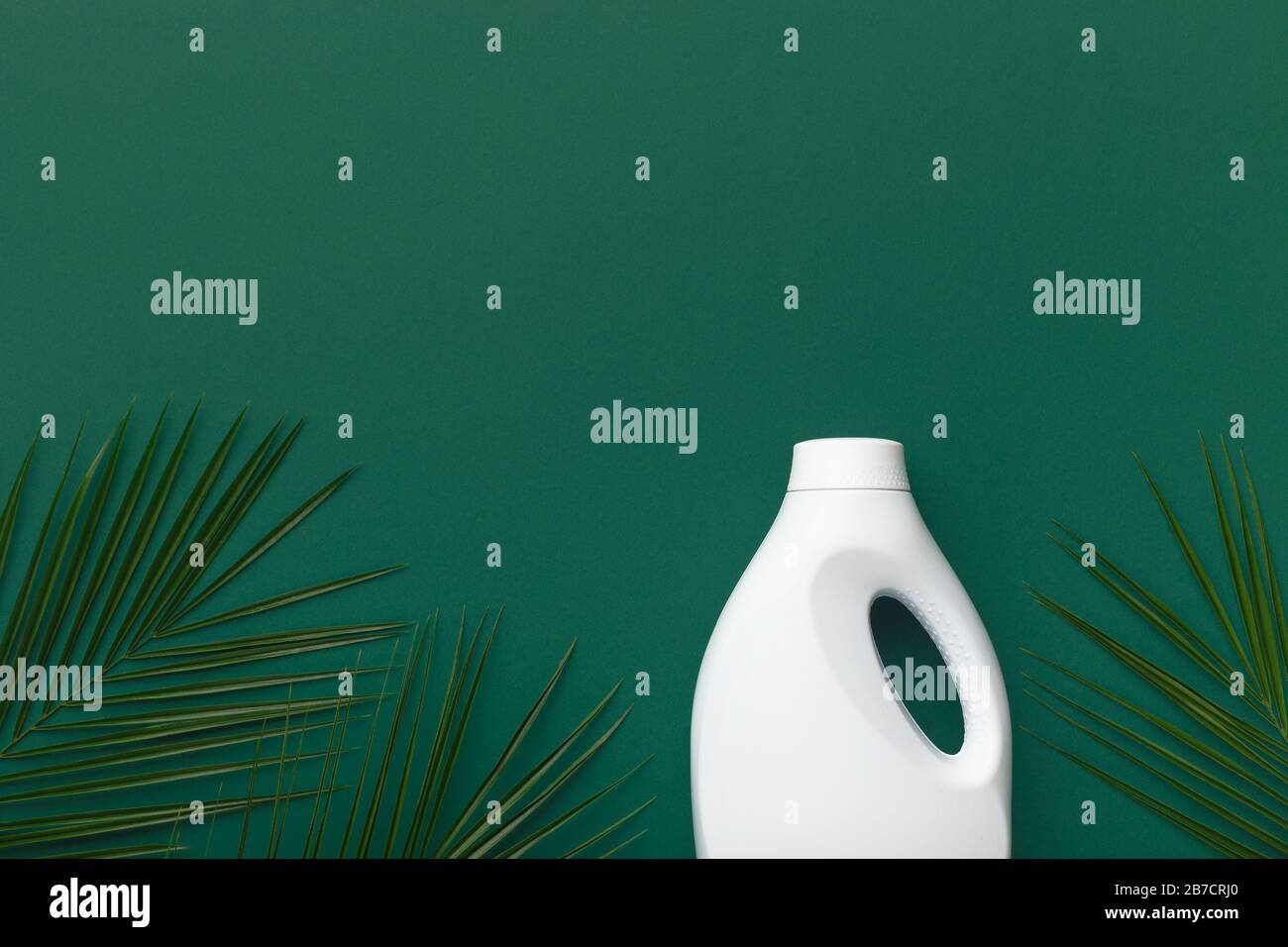 Green and eco washing with liquid powder in biodegradable bottle Stock