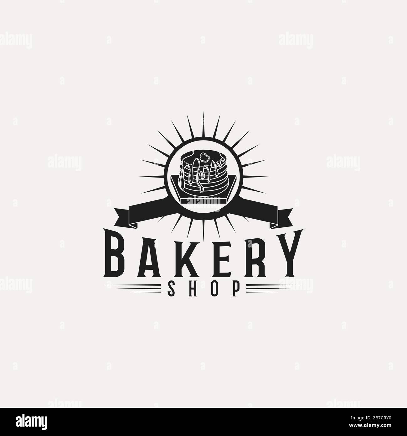 pancake, vintage bakery logo Ideas. Inspiration logo design. Template Vector Illustration. Isolated On White Background Stock Vector