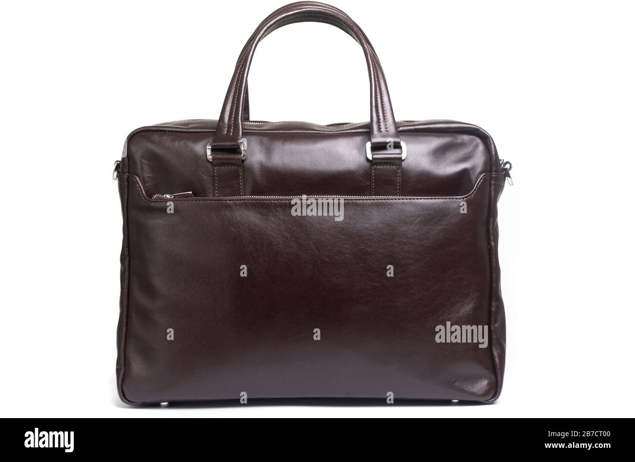 stylish expensive leather briefcase on a white background Stock Photo
