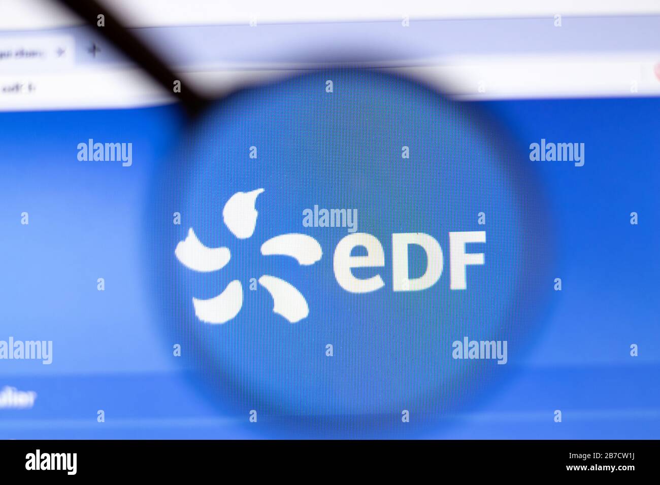 Los Angeles, California, USA - 15 March 2020: Electricite de France icon on website page. Edf.fr logo visible on display screen, Illustrative Stock Photo