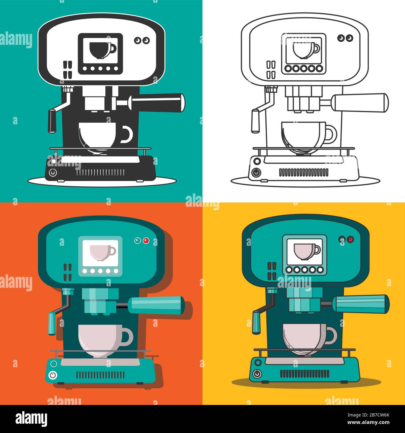 prepare coffee machine for make coffee by barista Stock Vector