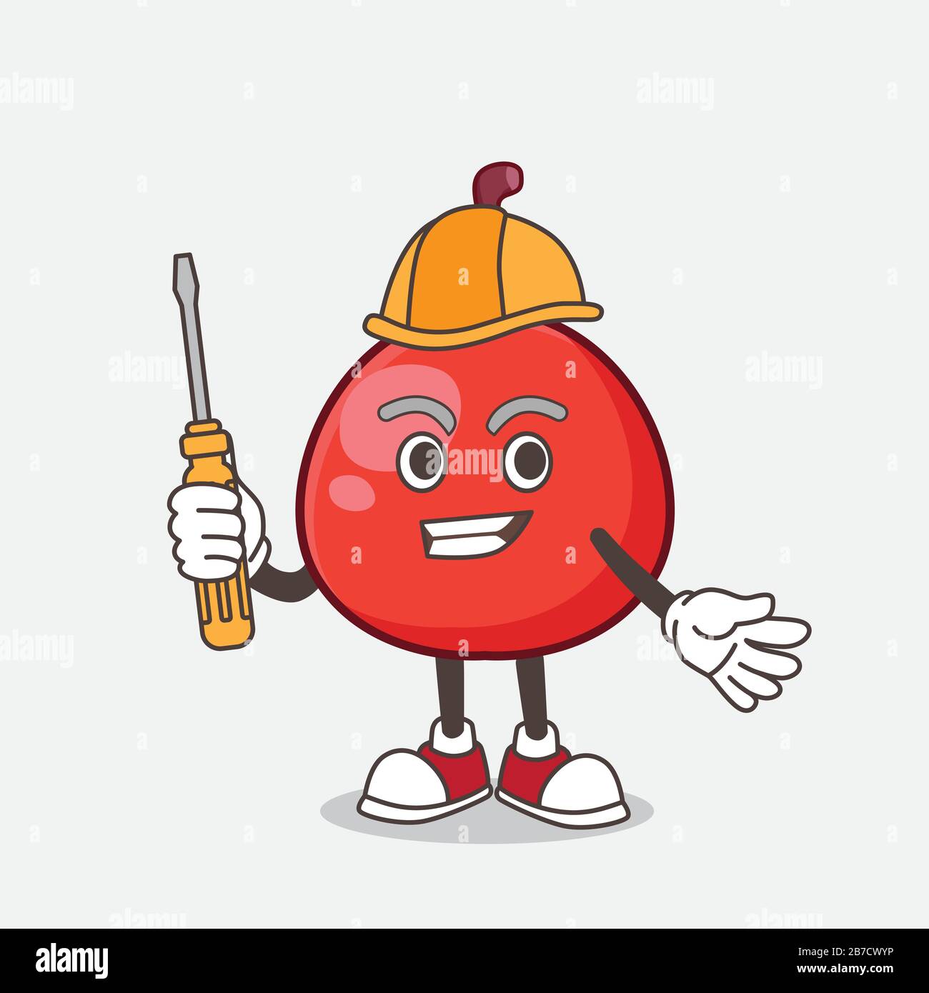 An illustration of Red Berry vector cartoon mascot character with expression Stock Vector