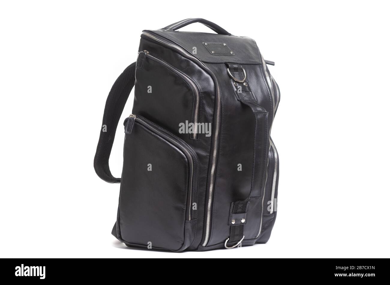 stylish expensive leather briefcase on a white background Stock Photo