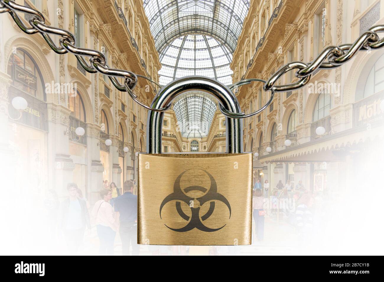Montage: Italy blocked due to corona virus Stock Photo
